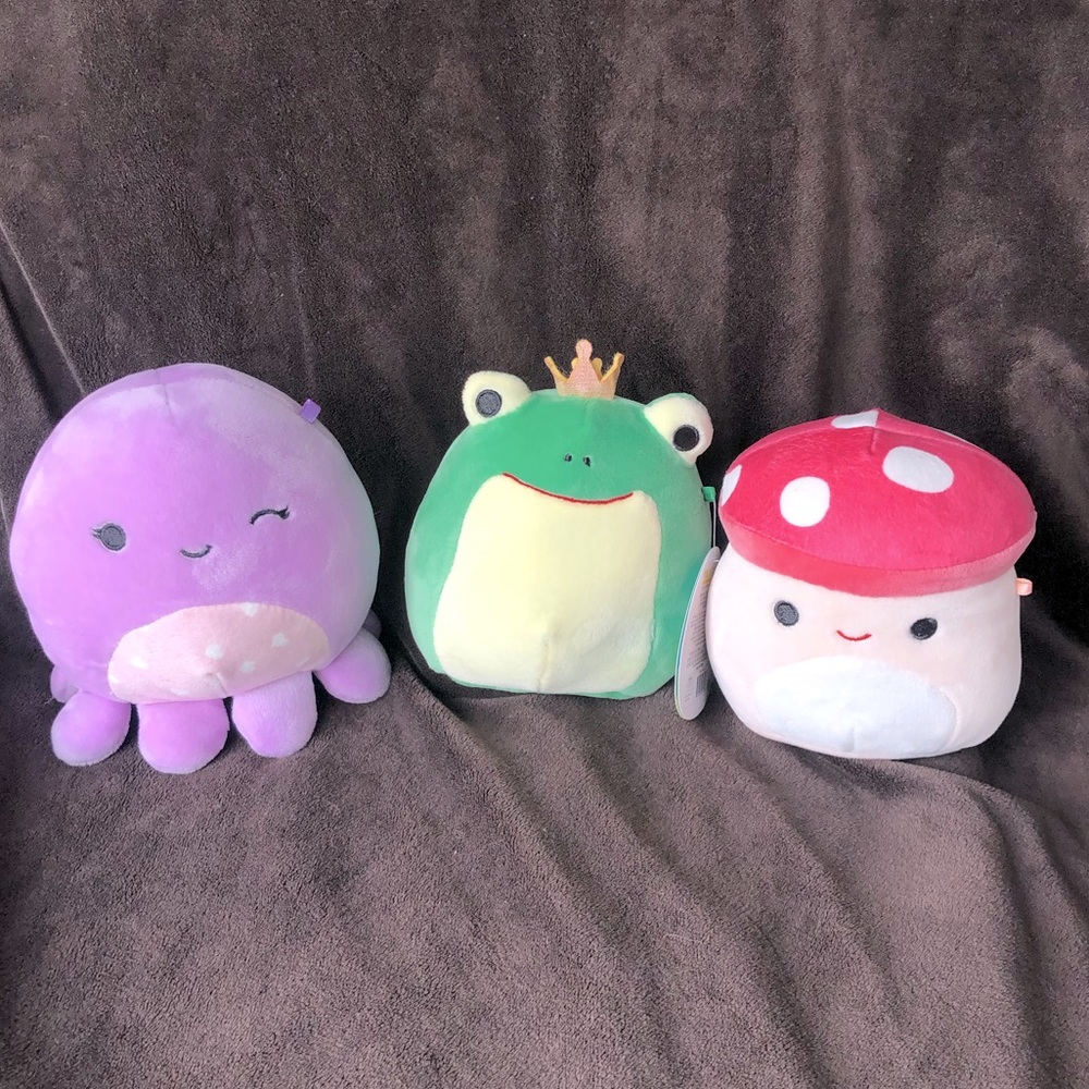 Squishmallow Bundle! Malcolm the Mushroom, Violet Octopus, Baratelli Frog Prince